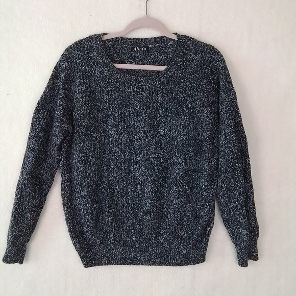 Alinfu Men's Crew Neck Knit Sweater Size Large in Black, White‎ - Picture 1 of 10
